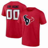 Houston Texans Team Authentic Personalized Name & Number T-Shirt - Red - NFL
