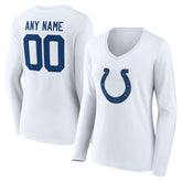 Indianapolis Colts Women's Team Authentic Personalized Name & Number Long Sleeve V-Neck T-Shirt - White - NFL