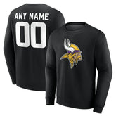 Minnesota Vikings Team Authentic Personalized Name & Number Sweatshirt - Black - NFL