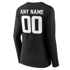 Minnesota Vikings Women's Team Authentic Personalized Name & Number Long Sleeve V-Neck T-Shirt - Black - NFL