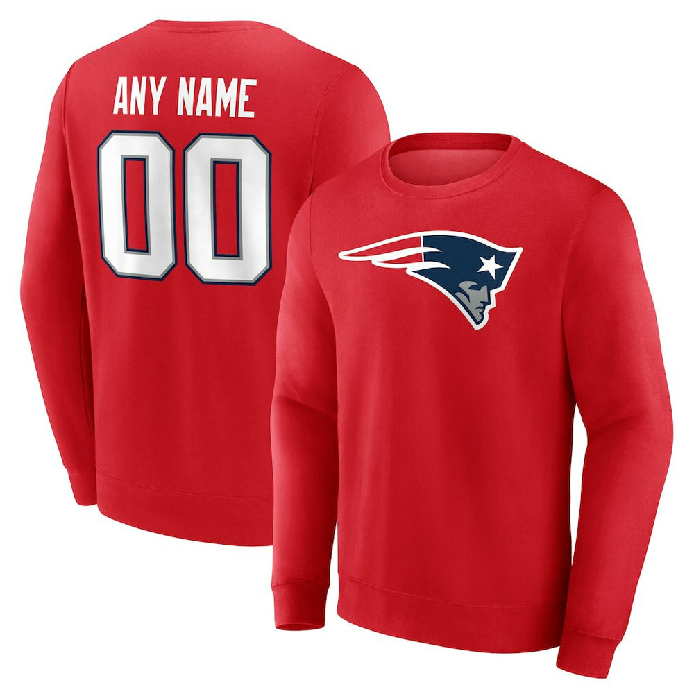 New England Patriots Team Authentic Personalized Name & Number Sweatshirt - Red - NFL
