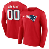 New England Patriots Team Authentic Personalized Name & Number Long Sleeve T-Shirt - Red - NFL