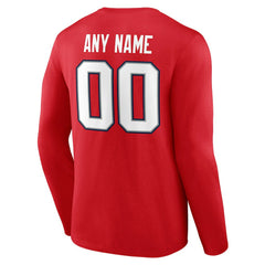 New England Patriots Team Authentic Personalized Name & Number Long Sleeve T-Shirt - Red - NFL