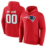 New England Patriots Team Authentic Personalized Name & Number Hoodie - Red - NFL