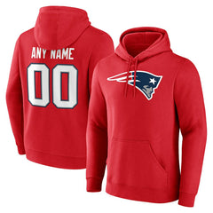 New England Patriots Team Authentic Personalized Name & Number Hoodie - Red - NFL