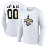 New Orleans Saints Team Authentic Personalized Name & Number Long Sleeve T-Shirt - White - NFL