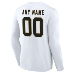 New Orleans Saints Team Authentic Personalized Name & Number Long Sleeve T-Shirt - White - NFL