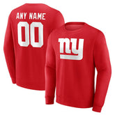 New York Giants Team Authentic Personalized Name & Number Sweatshirt - Red - NFL