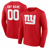 New York Giants Team Authentic Personalized Name & Number Long Sleeve T-Shirt - Red - NFL