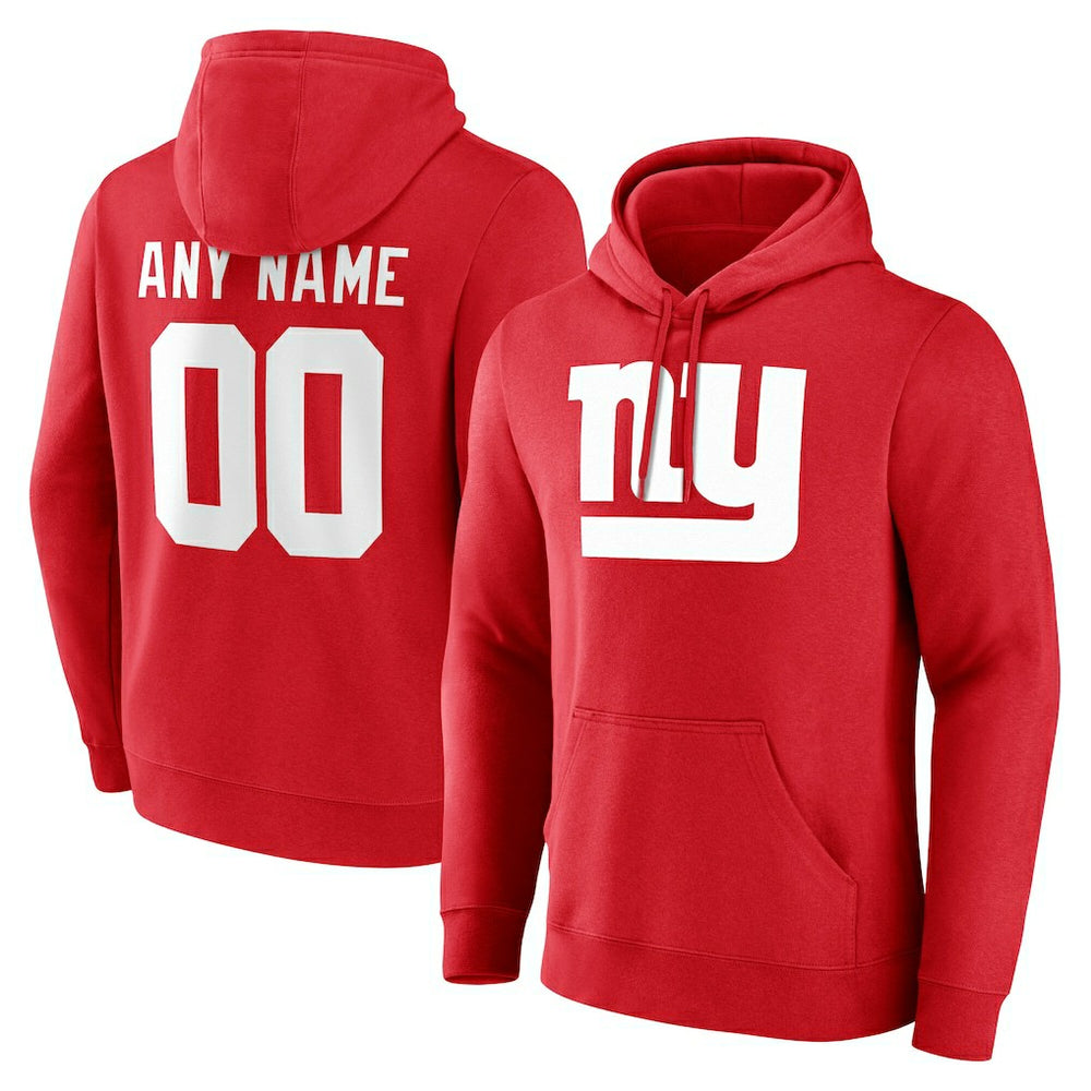 New York Giants Team Authentic Personalized Name & Number Hoodie - Red - NFL