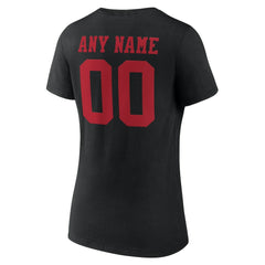 San Francisco 49ers Women's Team Authentic Personalized Name & Number V-Neck T-Shirt - Black - NFL