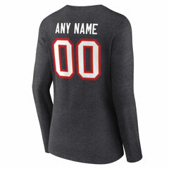 Tampa Bay Buccaneers Women's Team Authentic Personalized Name & Number Long Sleeve V-Neck T-Shirt - Charcoal - NFL