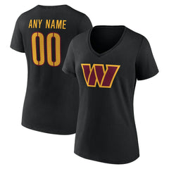 Washington Commanders Women's Team Authentic Personalized Name & Number V-Neck T-Shirt - Black - NFL