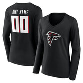 Atlanta Falcons Women's Team Authentic Personalized Name & Number Long Sleeve V-Neck T-Shirt - Black - NFL