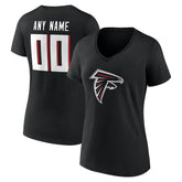 Atlanta Falcons Women's Team Authentic Personalized Name & Number V-Neck T-Shirt - Black - NFL