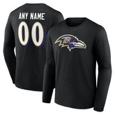 Baltimore Ravens Team Authentic Personalized Name & Number Long Sleeve T-Shirt - Black - NFL