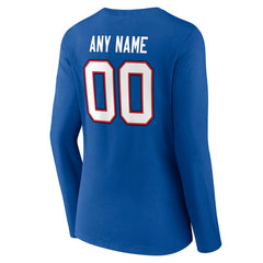 Buffalo Bills Women's Team Authentic Personalized Name & Number Long Sleeve V-Neck T-Shirt - Royal - NFL