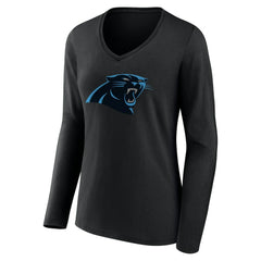 Carolina Panthers Women's Team Authentic Personalized Name & Number Long Sleeve V-Neck T-Shirt - Black - NFL