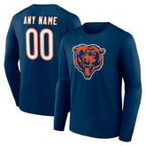 Chicago Bears Team Authentic Personalized Name & Number Long Sleeve T-Shirt - Navy - NFL