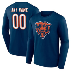 Chicago Bears Team Authentic Personalized Name & Number Long Sleeve T-Shirt - Navy - NFL