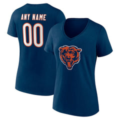 Chicago Bears Women's Team Authentic Personalized Name & Number V-Neck T-Shirt - Navy - NFL