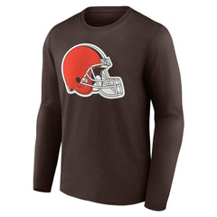 Cleveland Browns Team Authentic Personalized Name & Number Long Sleeve T-Shirt - Brown - NFL