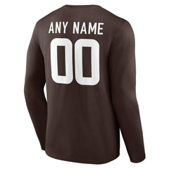 Cleveland Browns Team Authentic Personalized Name & Number Long Sleeve T-Shirt - Brown - NFL