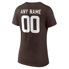 Cleveland Browns Women's Team Authentic Personalized Name & Number V-Neck T-Shirt - Brown - NFL