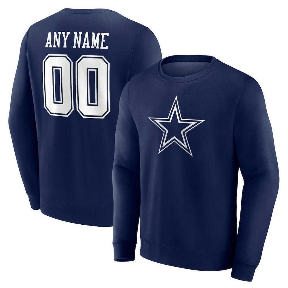 Dallas Cowboys Team Authentic Personalized Name & Number Sweatshirt - Navy - NFL
