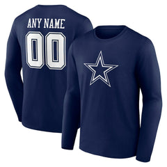 Dallas Cowboys Team Authentic Personalized Name & Number Long Sleeve T-Shirt - Navy - NFL