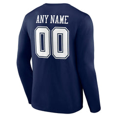 Dallas Cowboys Team Authentic Personalized Name & Number Long Sleeve T-Shirt - Navy - NFL