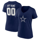 Dallas Cowboys Women's Team Authentic Personalized Name & Number V-Neck T-Shirt - Navy - NFL