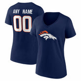 Denver Broncos Women's Team Authentic Personalized Name & Number V-Neck T-Shirt - Navy - NFL