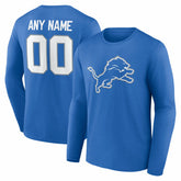 Detroit Lions Team Authentic Personalized Name & Number Long Sleeve T-Shirt - Blue - NFL