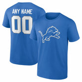 Detroit Lions Team Authentic Personalized Name & Number T-Shirt - Blue - NFL