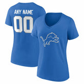 Detroit Lions Women's Team Authentic Personalized Name & Number V-Neck T-Shirt - Blue - NFL