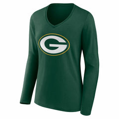 Green Bay Packers Women's Team Authentic Personalized Name & Number Long Sleeve V-Neck T-Shirt - Green - NFL
