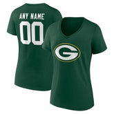 Green Bay Packers Women's Team Authentic Personalized Name & Number V-Neck T-Shirt - Green - NFL