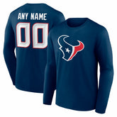 Houston Texans Team Authentic Personalized Name & Number Long Sleeve T-Shirt - Navy - NFL