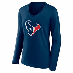 Houston Texans Women's Team Authentic Personalized Name & Number Long Sleeve V-Neck T-Shirt - Navy - NFL
