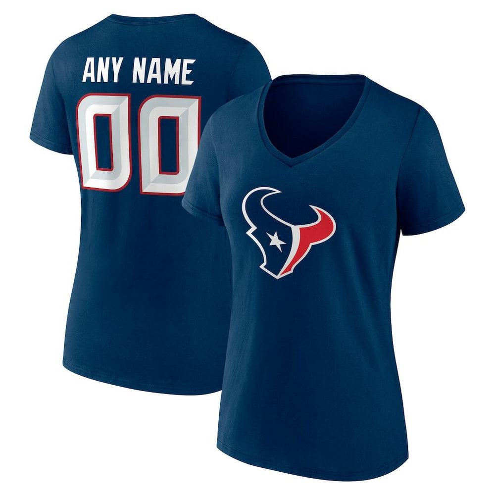 Houston Texans Women's Team Authentic Personalized Name & Number V-Neck T-Shirt - Navy - NFL