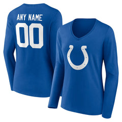 Indianapolis Colts Women's Team Authentic Personalized Name & Number Long Sleeve V-Neck T-Shirt - Royal - NFL