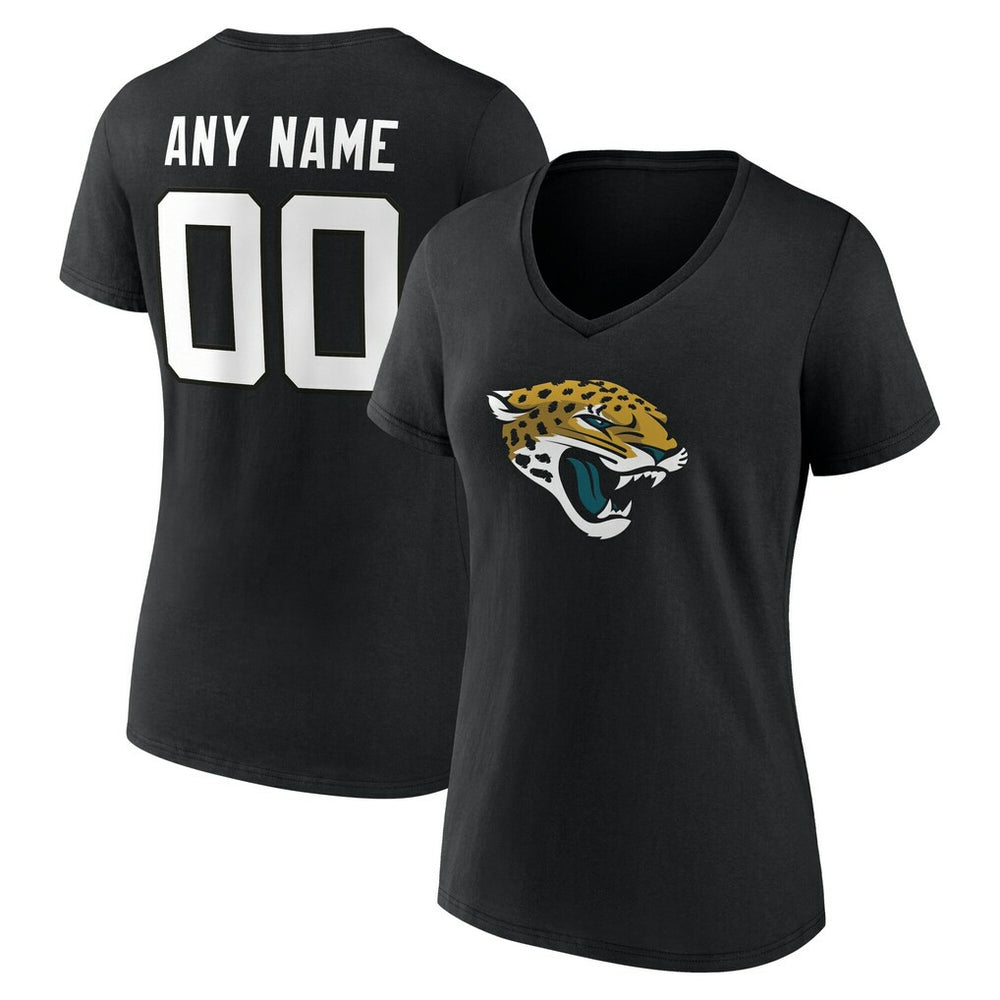 Jacksonville Jaguars Women's Team Authentic Personalized Name & Number V-Neck T-Shirt - Black - NFL