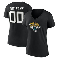 Jacksonville Jaguars Women's Team Authentic Personalized Name & Number V-Neck T-Shirt - Black - NFL