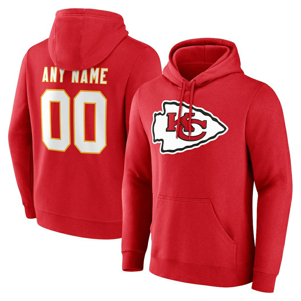 Kansas City Chiefs Team Authentic Personalized Name & Number Hoodie - Red - NFL
