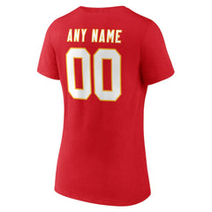 Kansas City Chiefs Women's Team Authentic Personalized Name & Number V-Neck T-Shirt - Red - NFL