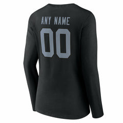 Las Vegas Raiders Women's Team Authentic Personalized Name & Number Long Sleeve V-Neck T-Shirt - Black - NFL
