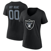 Las Vegas Raiders Women's Team Authentic Personalized Name & Number V-Neck T-Shirt - Black - NFL
