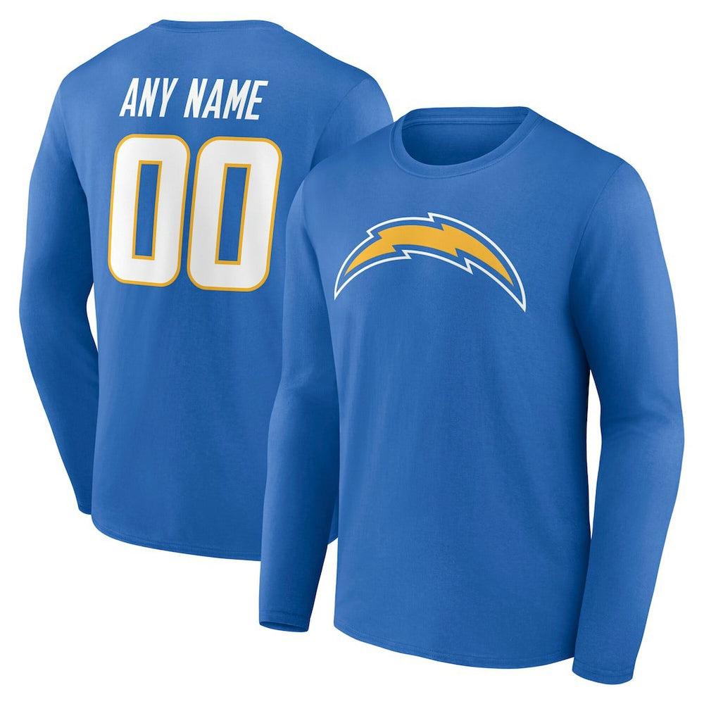 Los Angeles Chargers Team Authentic Personalized Name & Number Long Sleeve T-Shirt - Powder Blue - NFL