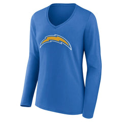 Los Angeles Chargers Women's Team Authentic Personalized Name & Number Long Sleeve V-Neck T-Shirt - Powder Blue - NFL